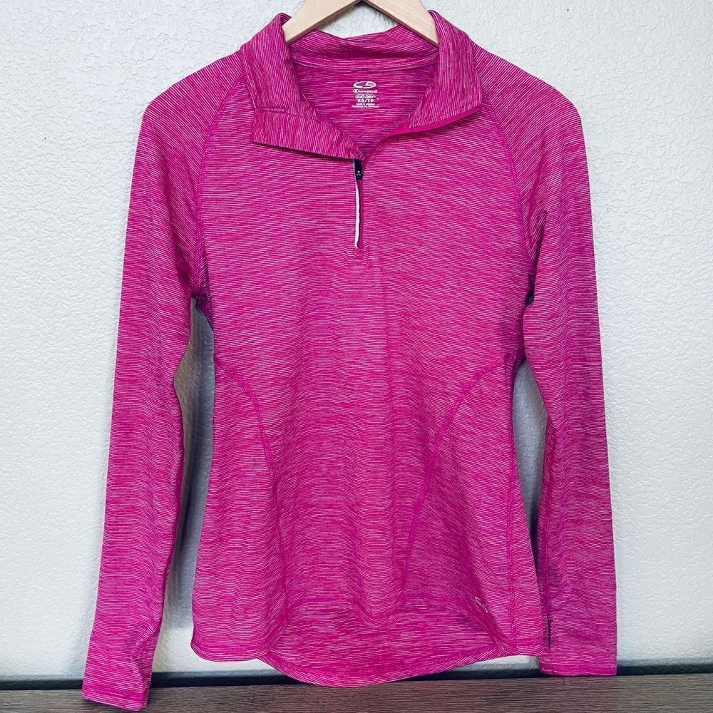 Champion Duo Dry Hot Pink Half Zip Pullover Top XS
